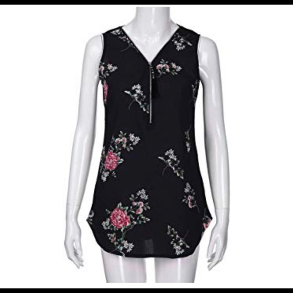 Sleeveless Floral Blouse